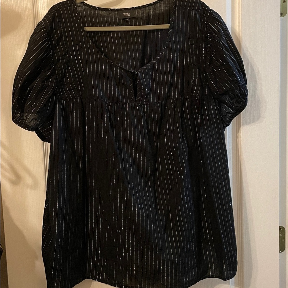 Black and Silver Striped Blouse
